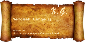 Nemcsek Gergely névjegykártya